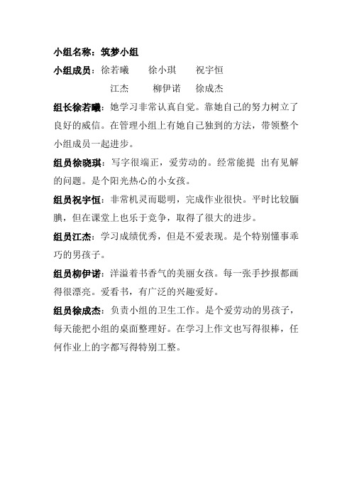 302班3月份优胜小组介绍