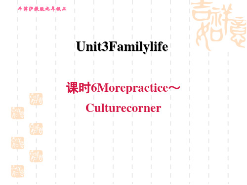 牛津沪教版九上英语Unit 3 课时6 More practice～Culture corner