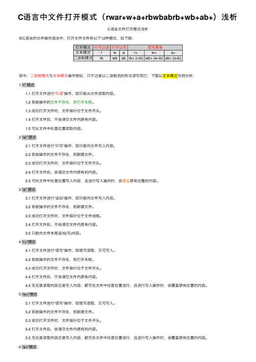 C语言中文件打开模式（rwar+w+a+rbwbabrb+wb+ab+）浅析