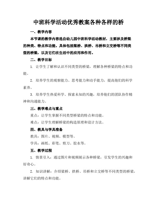 中班科学活动优秀教案各种各样的桥