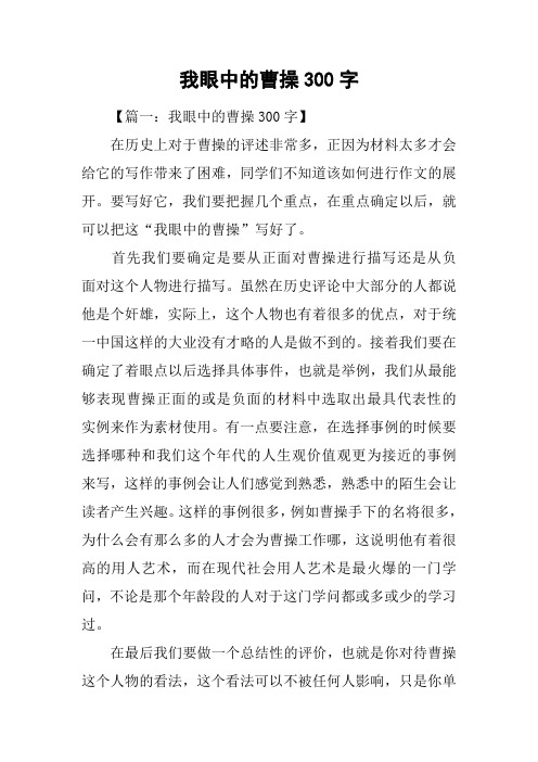 我眼中的曹操300字