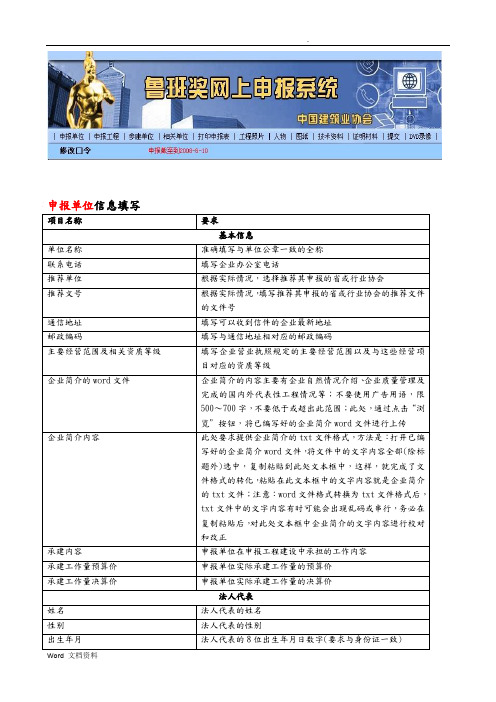 鲁班奖申报准备资料