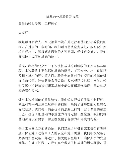 桩基础分项验收发言稿