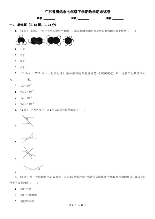 广东省清远市七年级下学期数学期末试卷