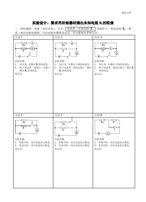 特殊方法测电阻做题方法