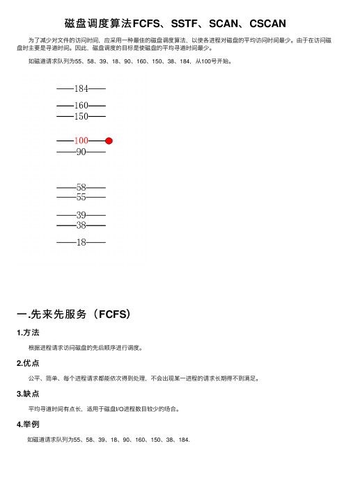 磁盘调度算法FCFS、SSTF、SCAN、CSCAN