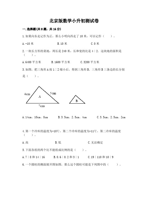 北京版数学小升初测试卷含答案(名师推荐)