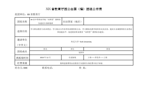 省教育厅因公出国(境)团组公示表【模板】
