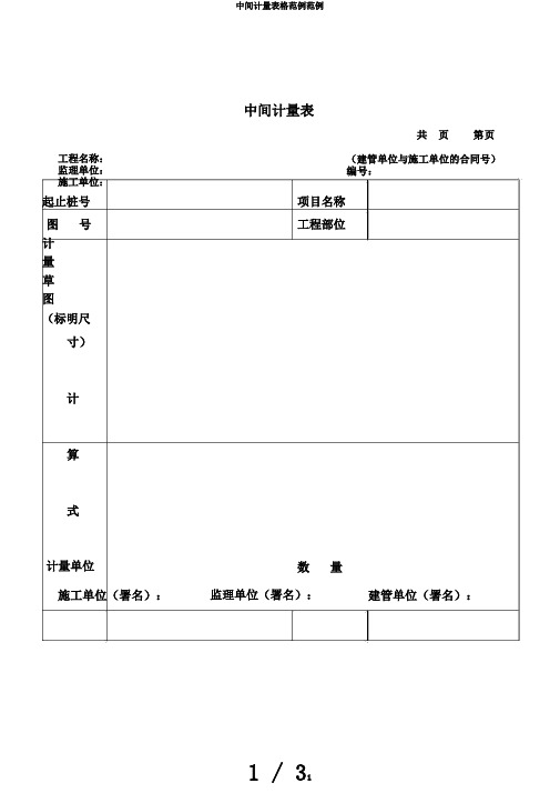 中间计量表格范例范例