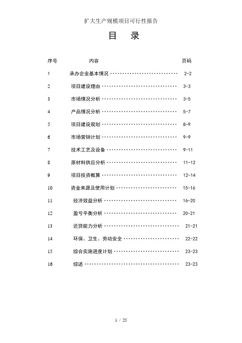 扩大生产规模项目可行性报告