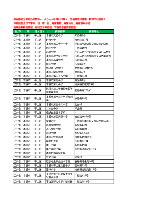 2020新版辽宁省本溪市平山区学校工商企业公司商家名录名单黄页联系电话号码地址大全43家