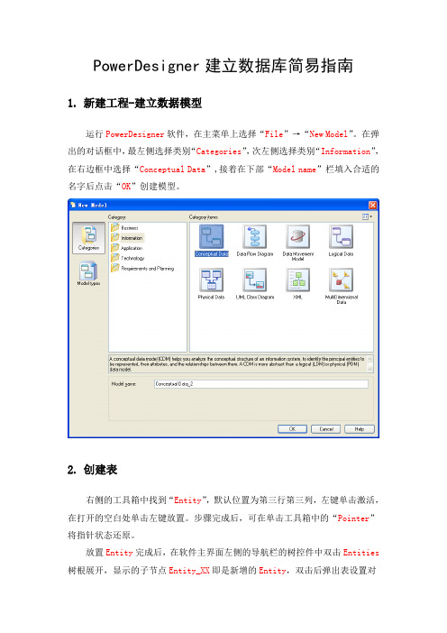 PowerDesigner建立数据库简易指南