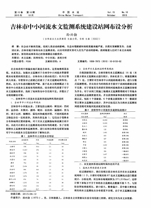 吉林市中小河流水文监测系统建设站网布设分析