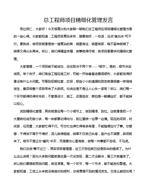 总工程师项目精细化管理发言