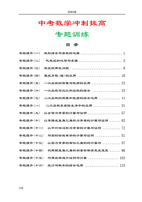 中学考试初三数学冲刺拔高专题训练(含问题详解)