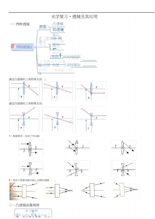 人教版初二物理上册光学复习--透镜及其应用