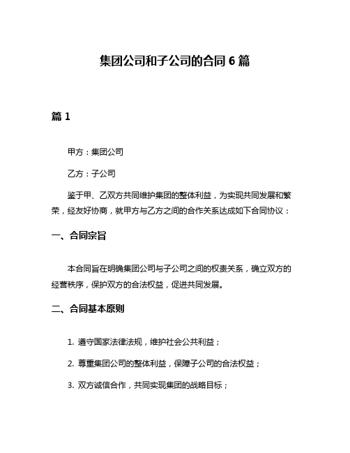 集团公司和子公司的合同6篇