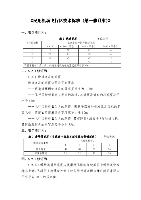 《民用机场飞行区技术标准(第一修订案)》