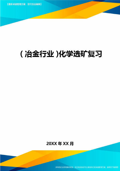 (冶金行业)化学选矿复习