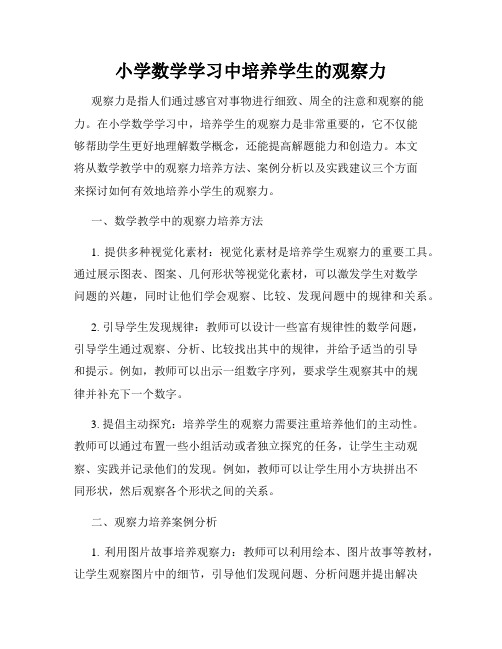 小学数学学习中培养学生的观察力