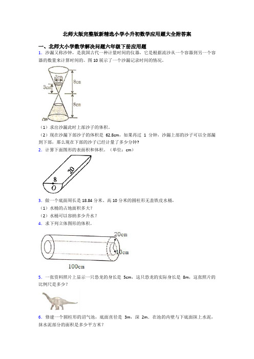 北师大版完整版新精选小学小升初数学应用题大全附答案