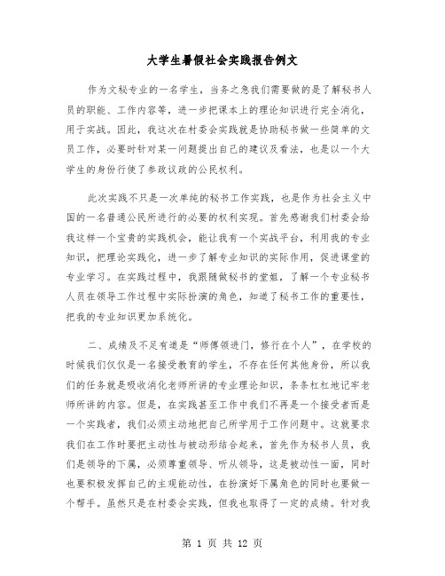 大学生暑假社会实践报告例文(四篇)