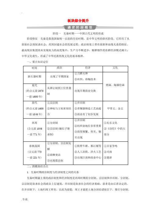 新人教版高考历史二轮复习 板块一 中国古代文明 综合提升-人教版高三全册历史试题