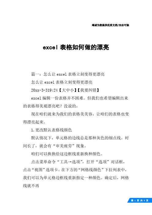 excel表格如何做的漂亮