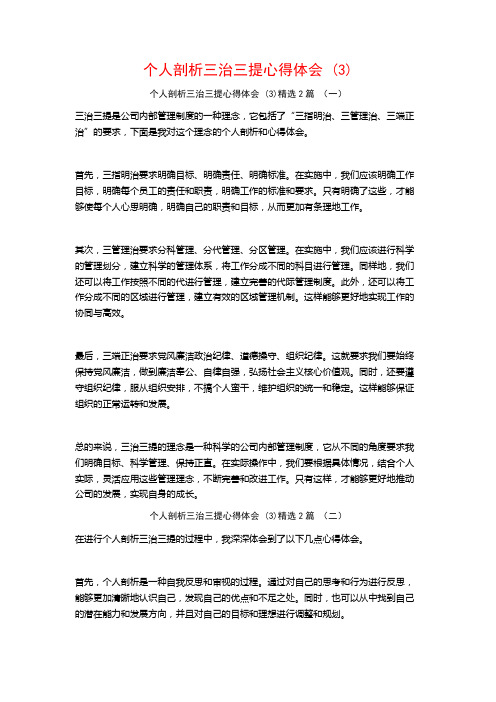 个人剖析三治三提心得体会2篇