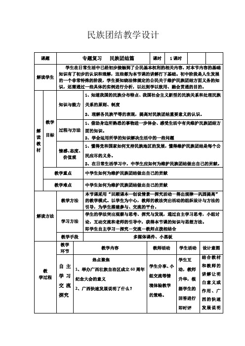 部编人教版初中九年级上册道德与法治《第七课中华一家亲：促进民族团结》赛课获奖教案_1