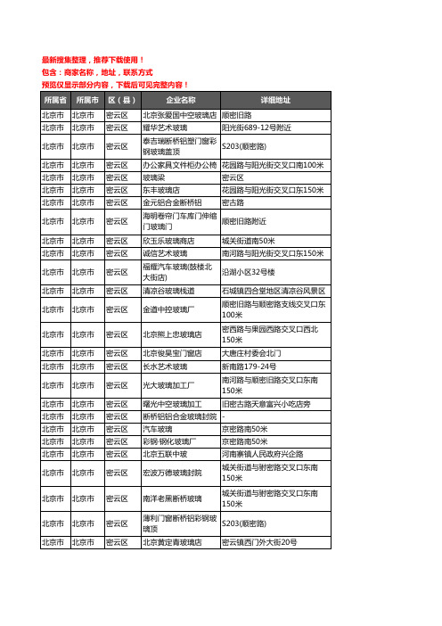 新版北京市北京市密云区玻璃企业公司商家户名录单联系方式地址大全26家