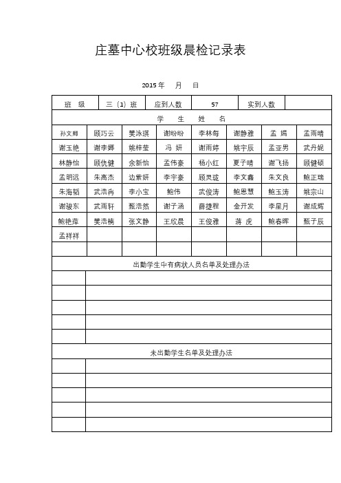 三《1》班晨检学生名单