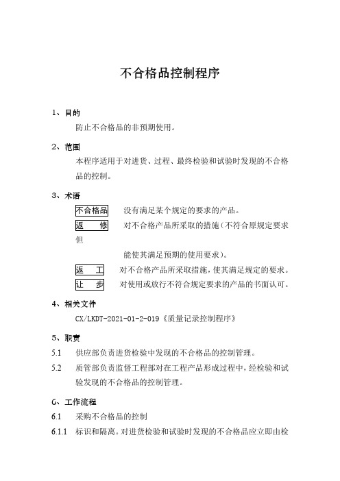 不合格品控制程序(完整版)