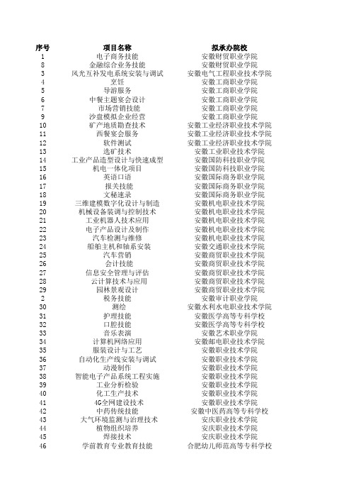 2016年安徽省职业技能大赛(高职组)赛项联系人xls