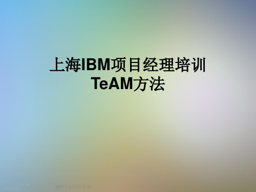 上海IBM项目经理培训TeAM方法