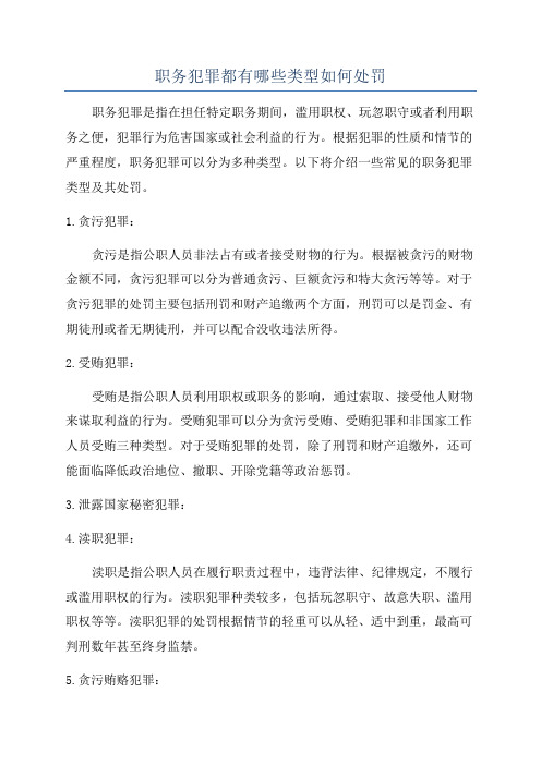 职务犯罪都有哪些类型如何处罚