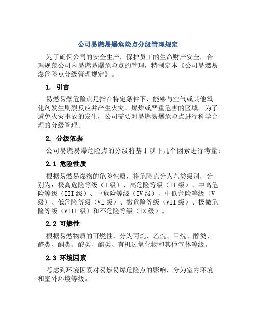 公司易燃易爆危险点分级管理规定