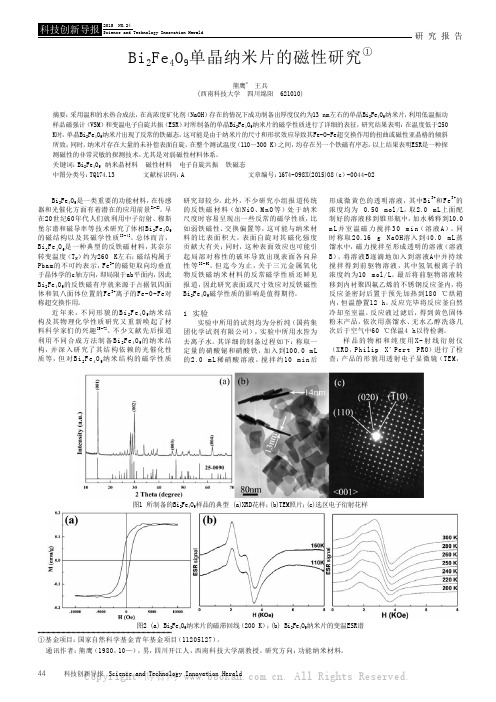 Bi2Fe4O9单晶纳米片的磁性研究