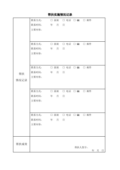 特殊群体毕业生帮扶实施情况记录表