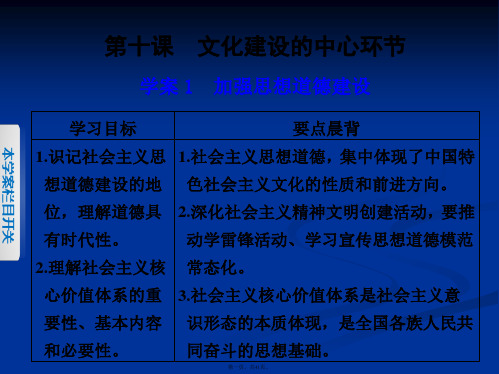 学案导学设计高中政治必修课件第四单元发展中国特色社会主义文化加强思想道德建设