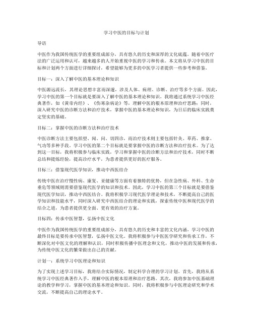 学习中医的目标与计划