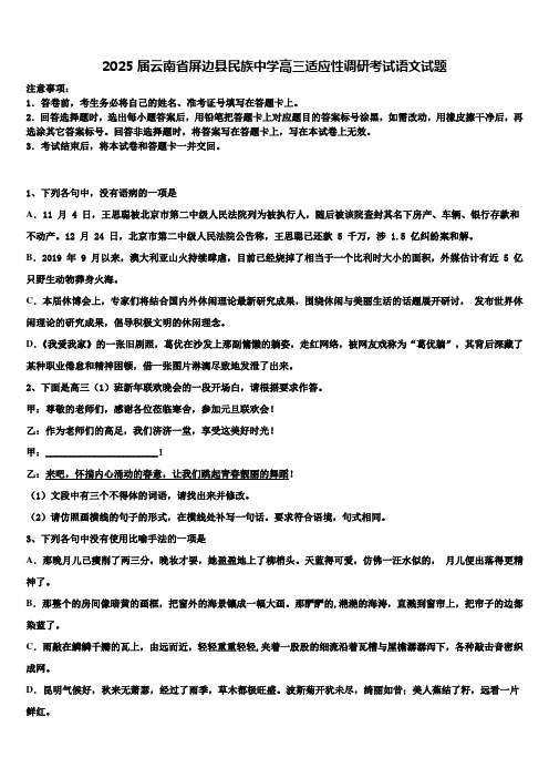 2025届云南省屏边县民族中学高三适应性调研考试语文试题含解析