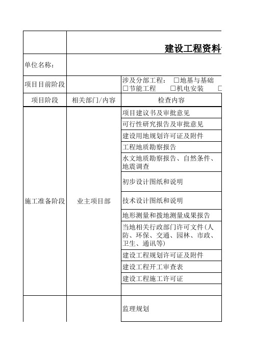 建设工程资料专项检查表