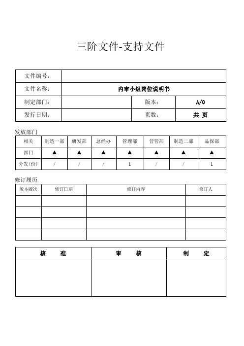 IATF16949内审员岗位说明书