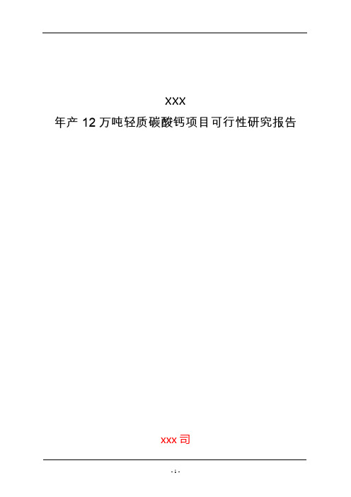 年产2万吨轻质碳酸钙项目可行研究报告