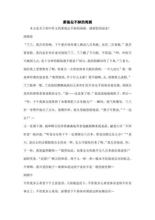 那场忘不掉的闹剧_初中作文