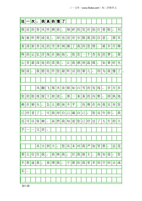 初二抒情作文：这一次,我真的懂了