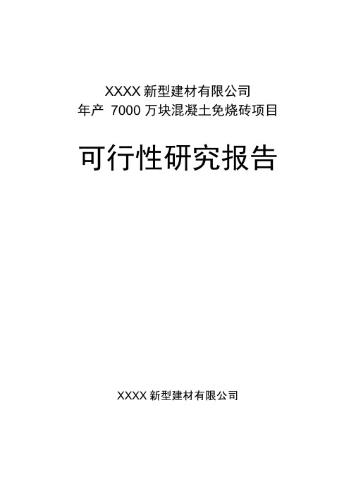 某建材公司混凝土免烧砖项目可行性研究报告