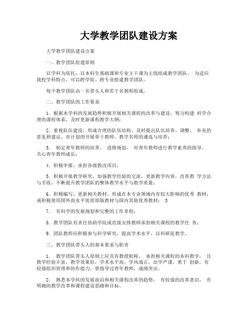 大学教学团队建设方案