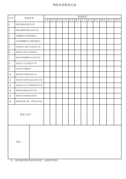 消防水泵检查表